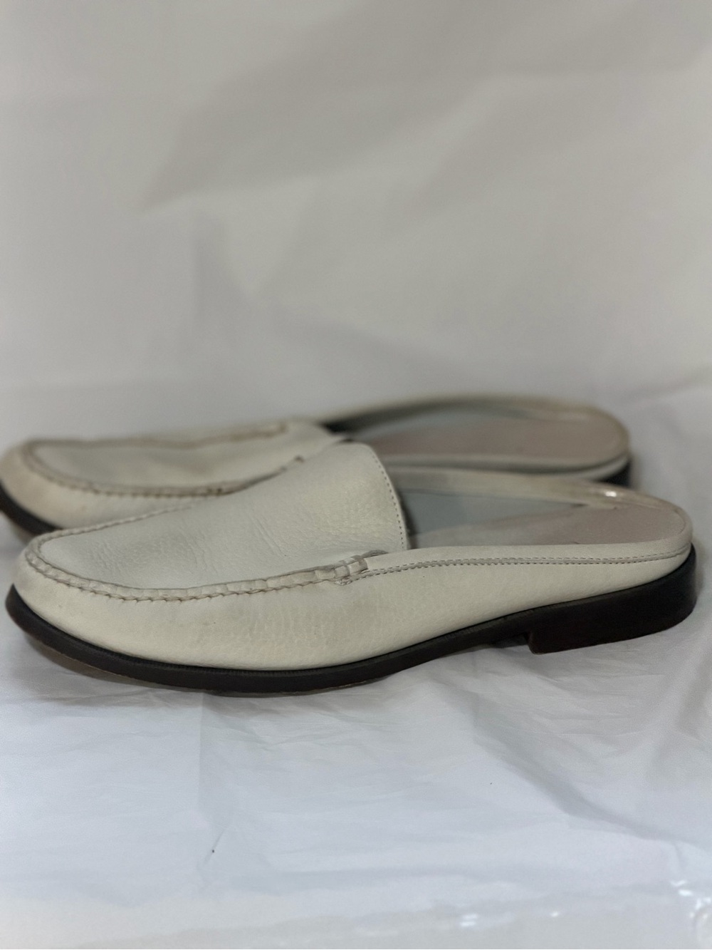 Cole Haan White Leather Slip-On Loafers